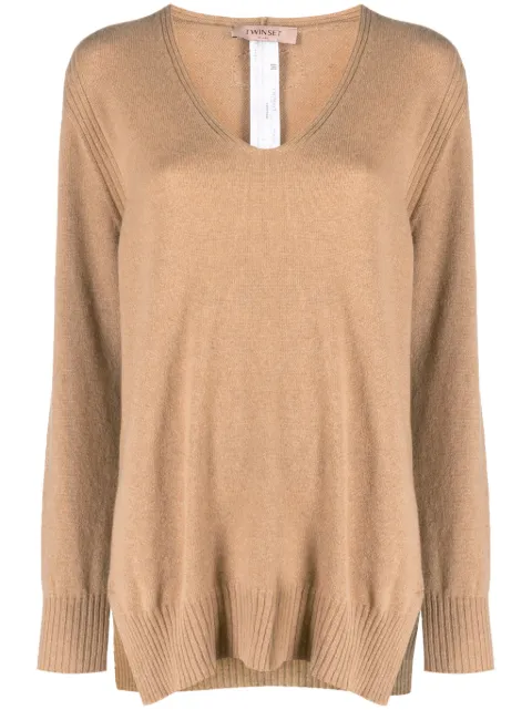 TWINSET logo-perforated cashmere jumper