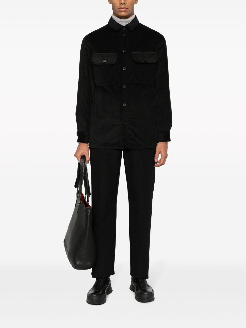 Shop Neil Barrett Quilted-panel Cotton Shirt Jacket In Black