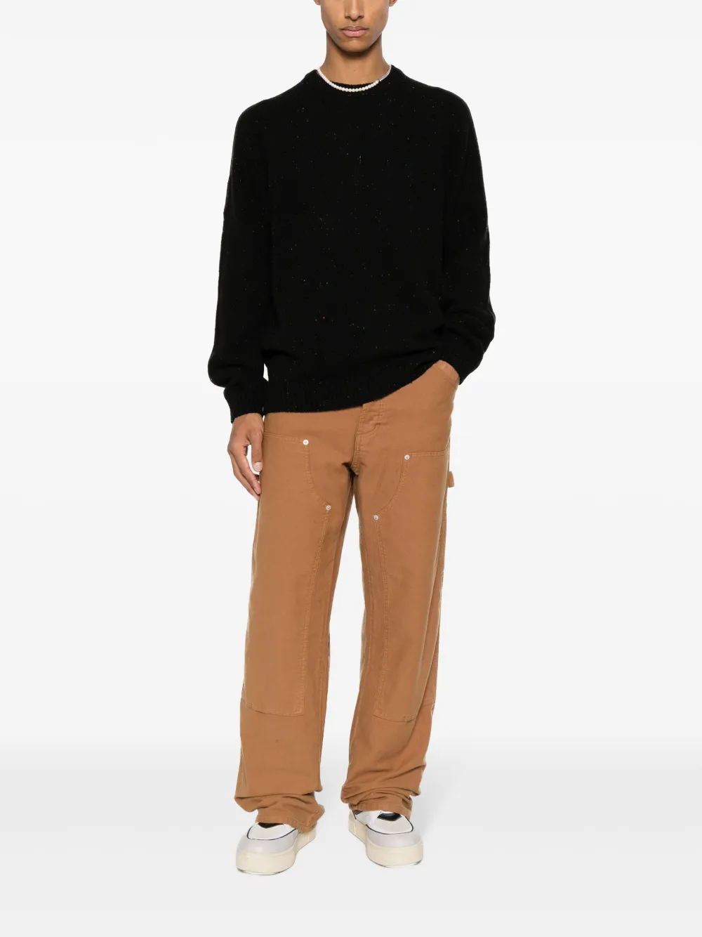 Carhartt WIP logo-patch speckle-knit jumper - Zwart