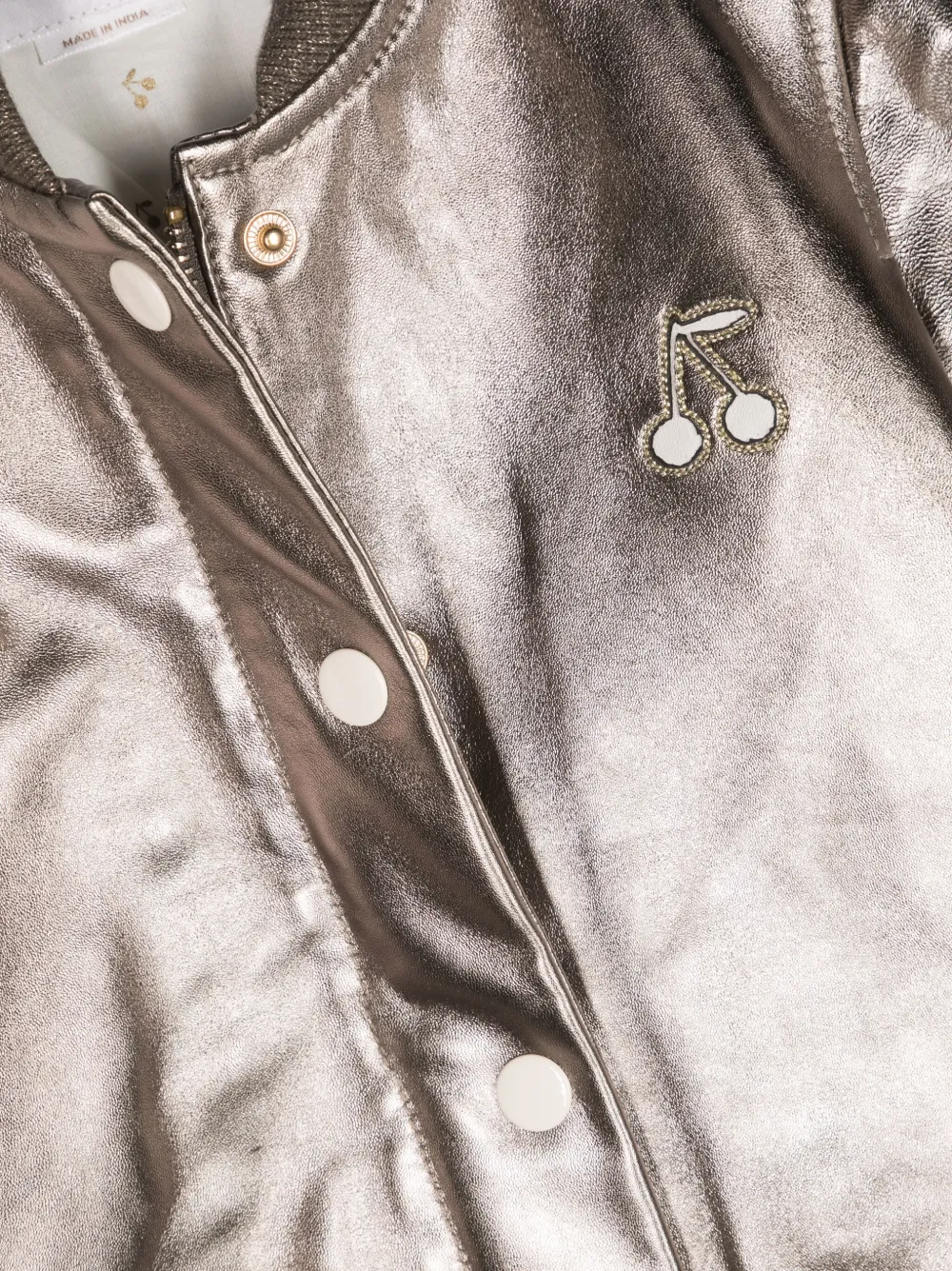 Shop Bonpoint Metallic-effect Leather Jacket In Silver