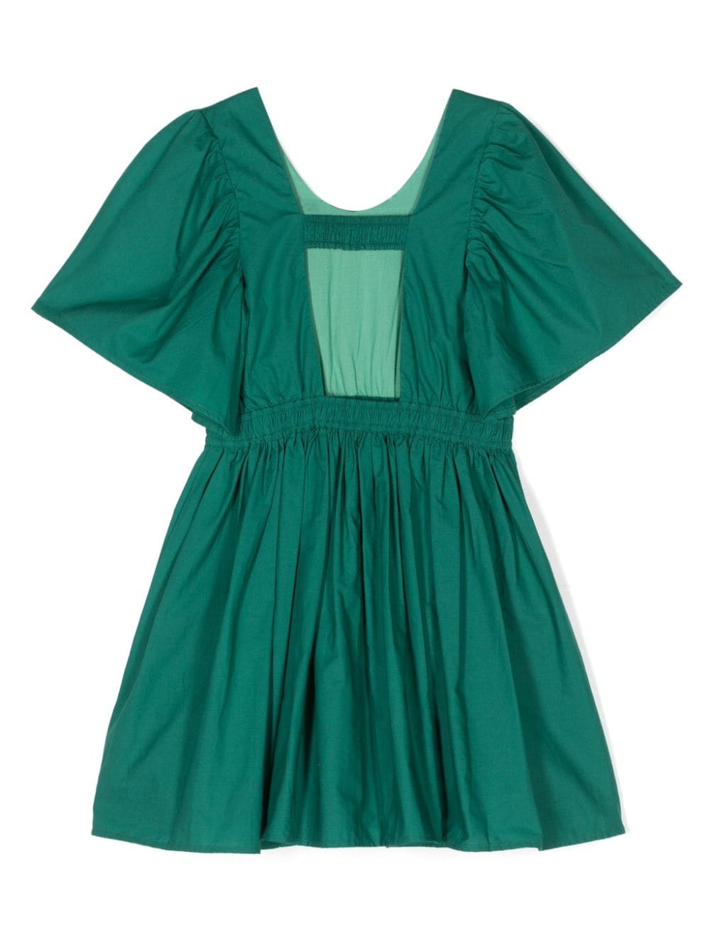 Shop Molo Cally Organic Cotton Flared Dress In Green