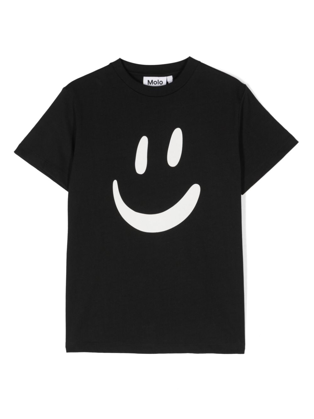 Molo Kids' Roxo Smiley Face-print T-shirt In Black