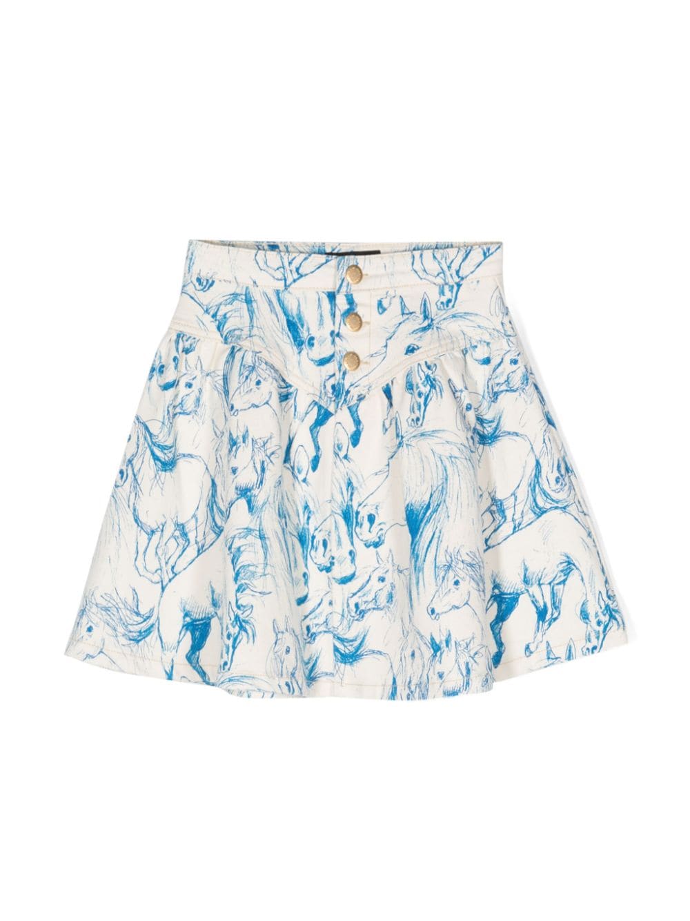 Molo Kids' Betsy Horse-print Flared Skirt In White