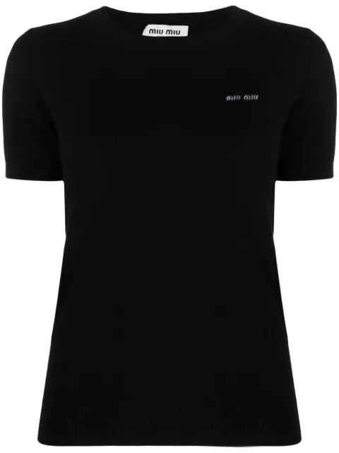 Miu Miu haut à logo en intarsia