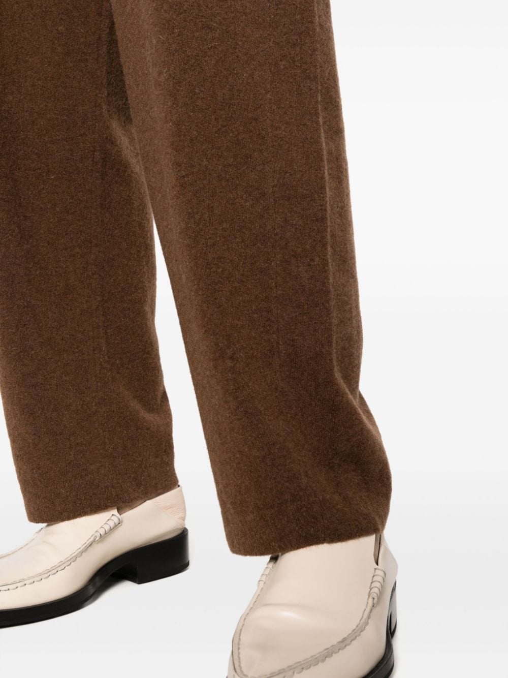Shop Lemaire Wool-blend Knitted Trousers In Brown