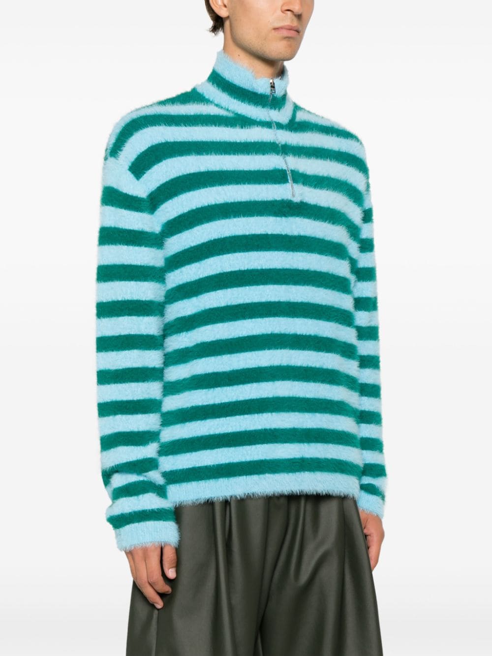 Shop Sunnei Striped High-neck Sweatshirt In Blue