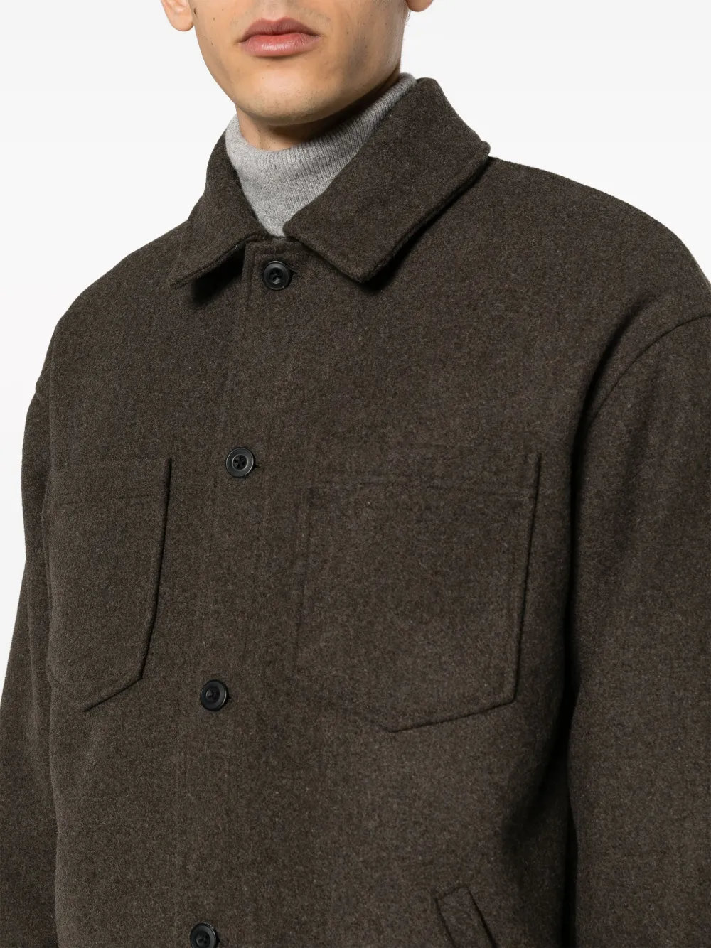 Samsoe & Samsoe Button-up Felted Shirt Jacket In Brown