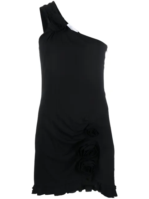 Blumarine floral-appliqué asymmetric minidress