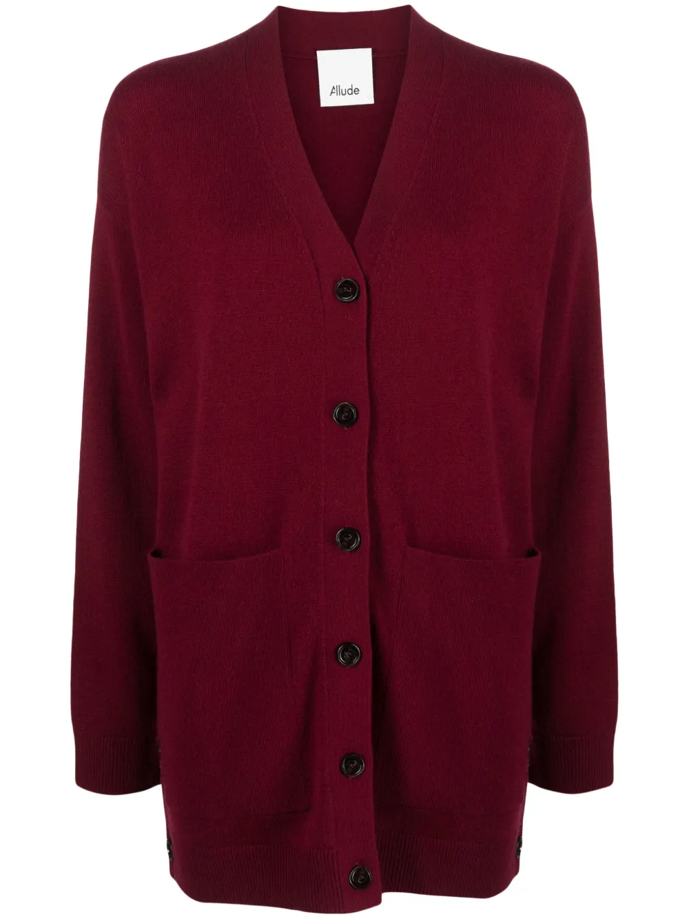 Allude V-neck Button-up Cardigan In Red