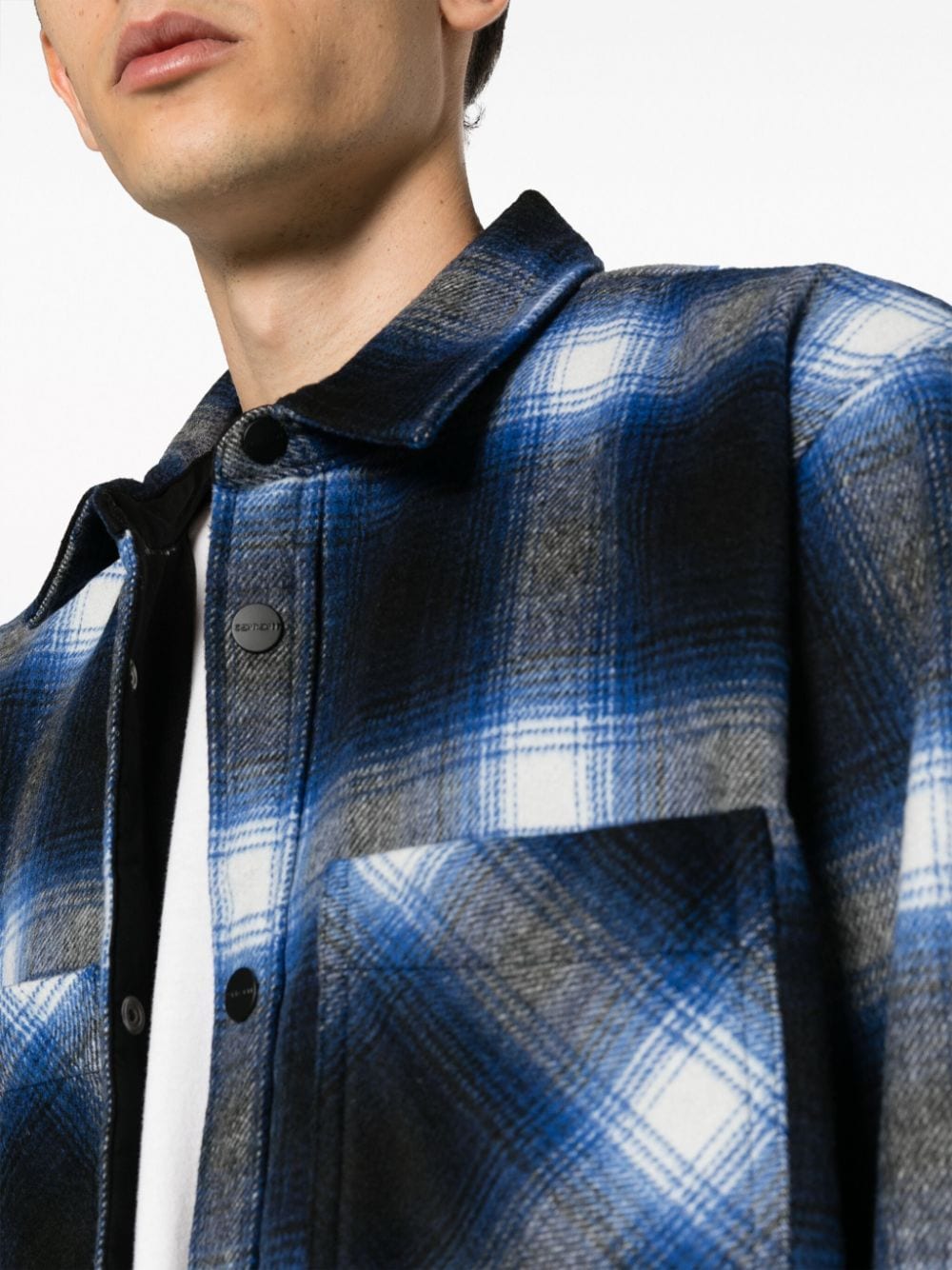 Shop Carhartt Plaid Press-stud Shirt In Blue