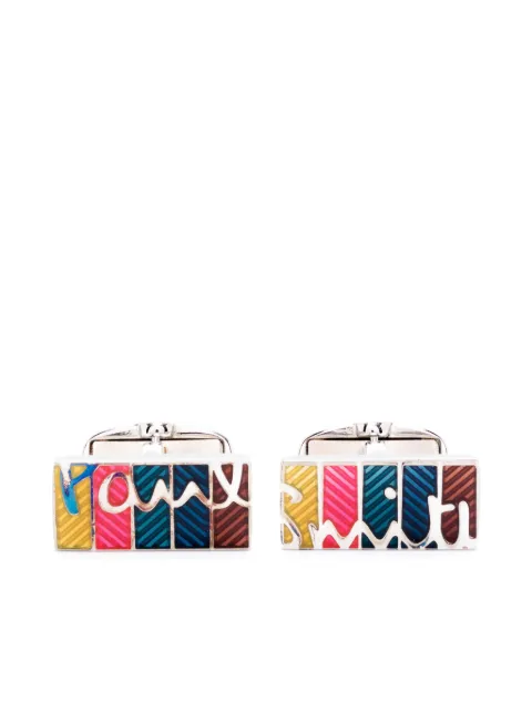 Paul Smith アーティストストライプ ロゴエングレーブ カフスボタン 