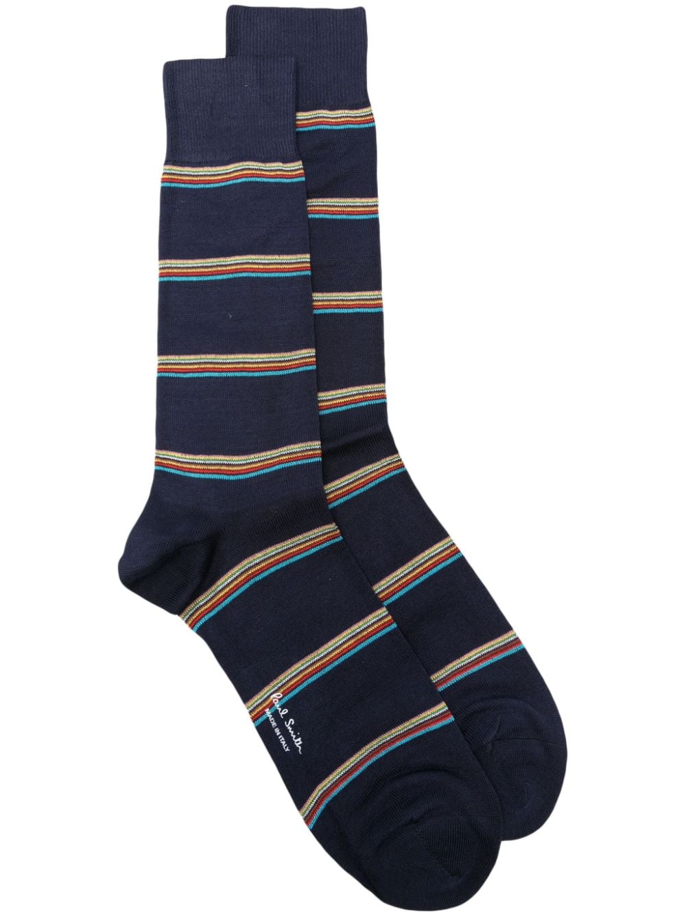Paul Smith Striped Cotton-blend Socks In Blue