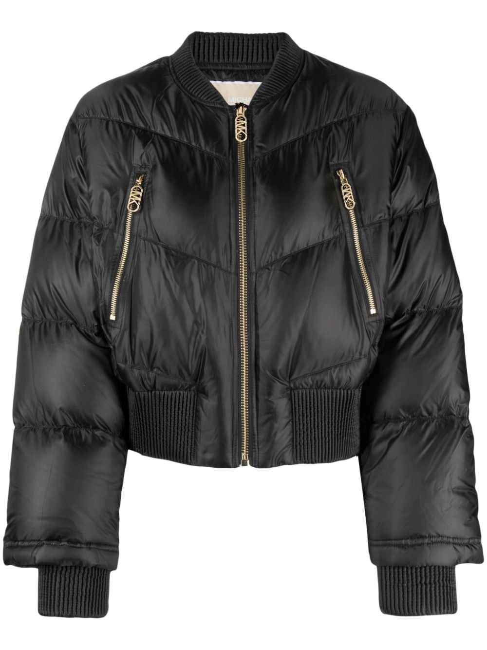 Shop Michael Michael Kors Logo-patch Padded Jacket In Black