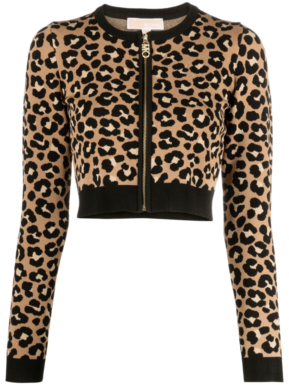 leopard-print cropped cardigan