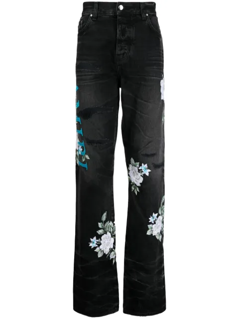 AMIRI floral-print straight-leg jeans