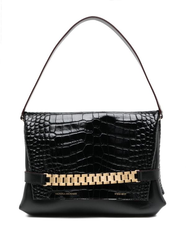 Victoria Beckham Classic Chain embossed-crocodile Clutch Bag