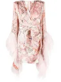 Bronx and Banco Geisha paisley-print feather-detail minidress - Pink