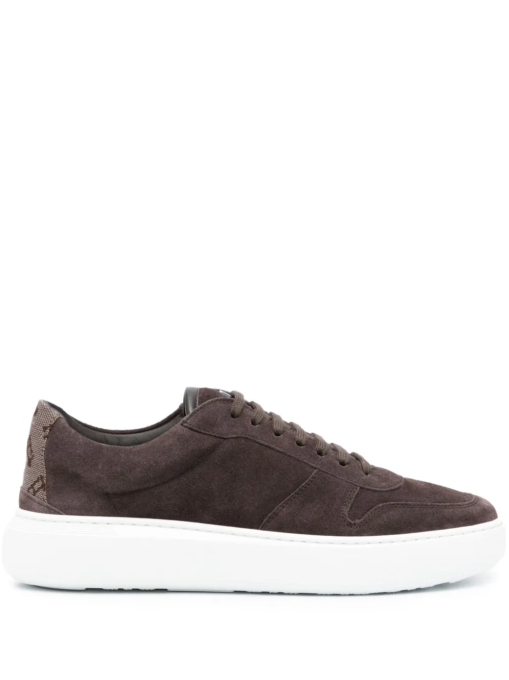 Herno Monogram-pattern Suede Sneakers In Brown