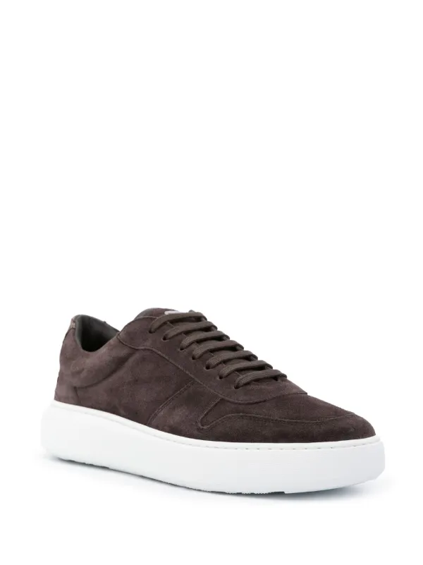 maron♡’s Herno monogram-pattern Suede Sneakers | Brown | FARFETCH