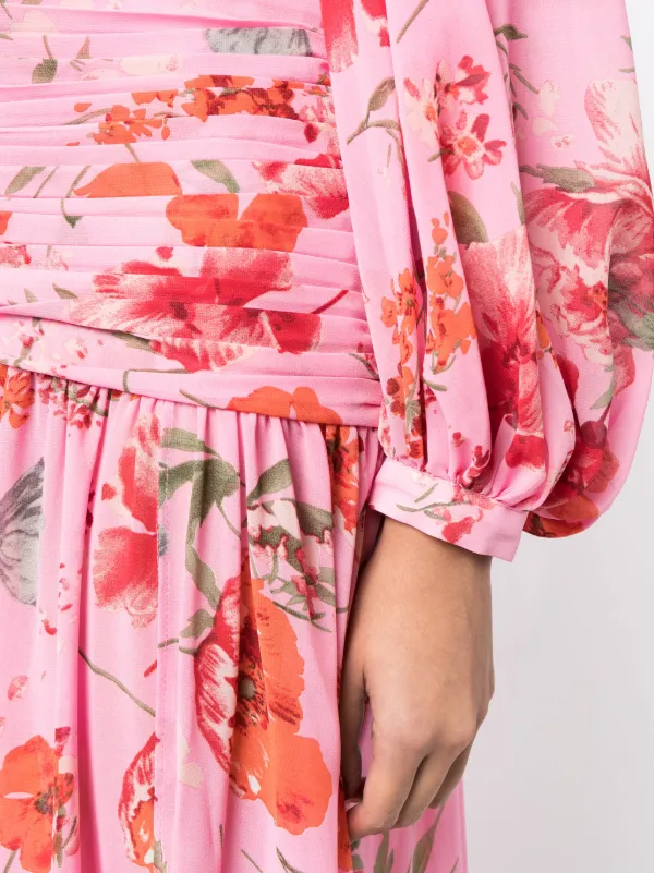 bronx and banco pink floral dress Bronx Banco Eva Midi Dress in Fuchsia