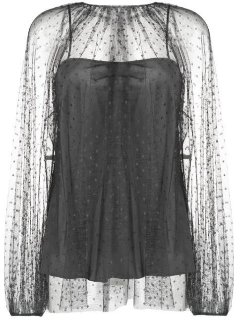 RED Valentino blusa de tul con estampado de lunares
