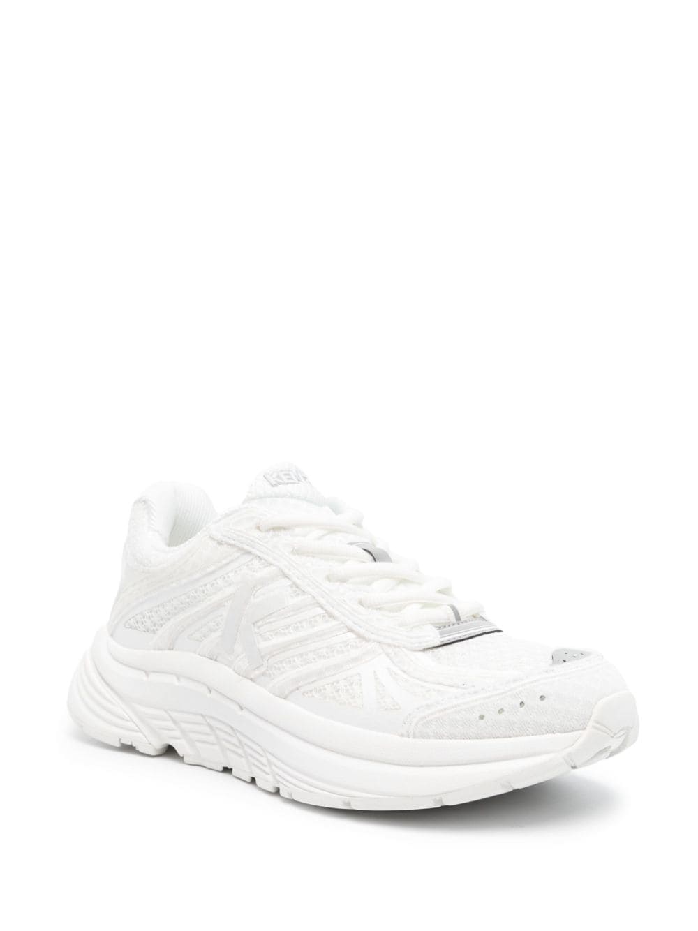 Shop Kenzo Pace Tonal-design Knitted Sneakers In White