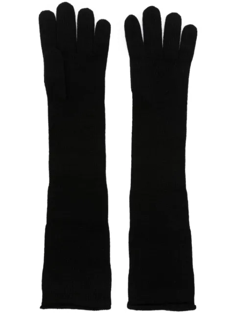 Saint Laurent logo-patch cashmere gloves