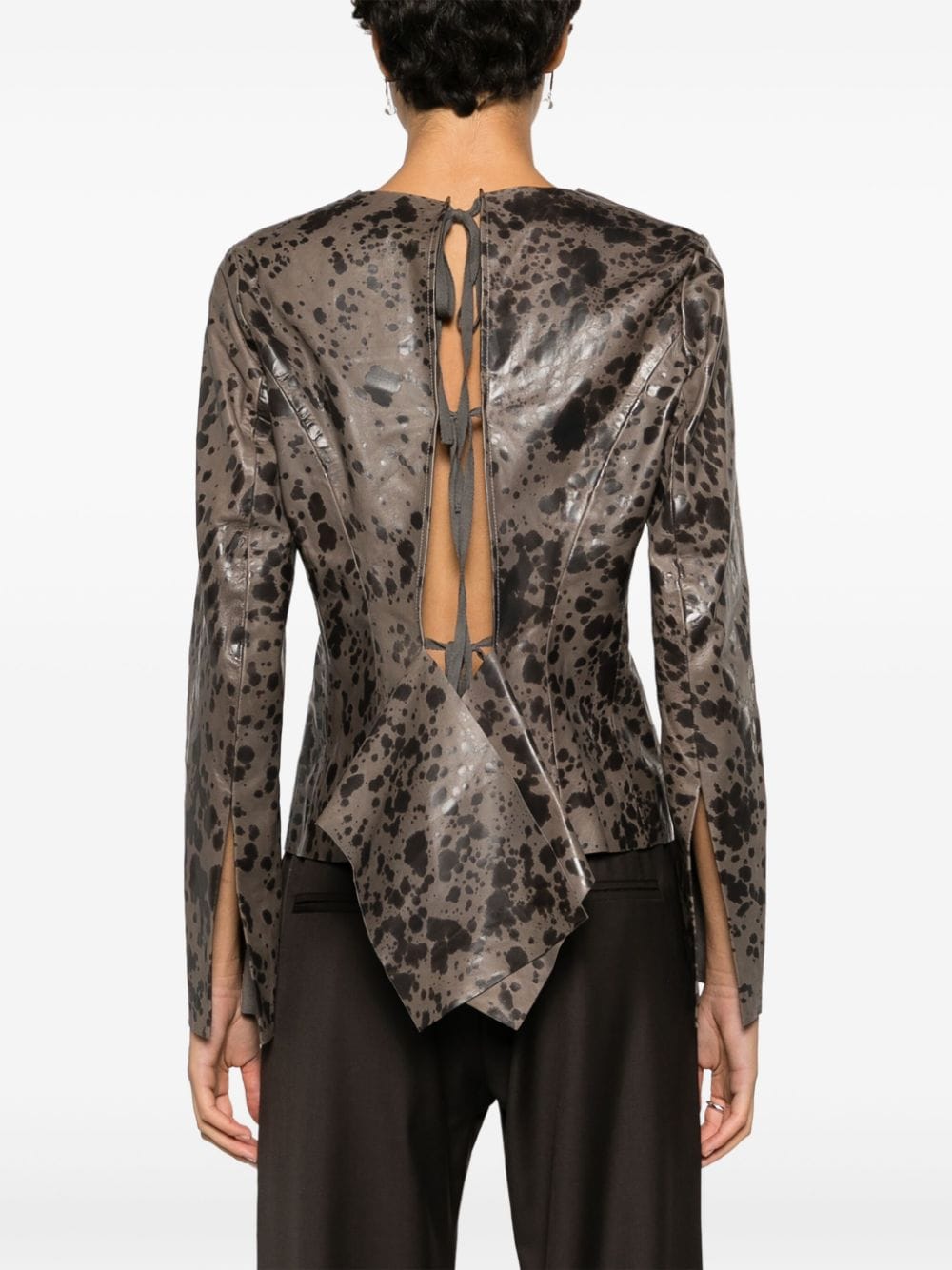 Shop Uma Wang Leopard-print Open-back Blouse In Grey