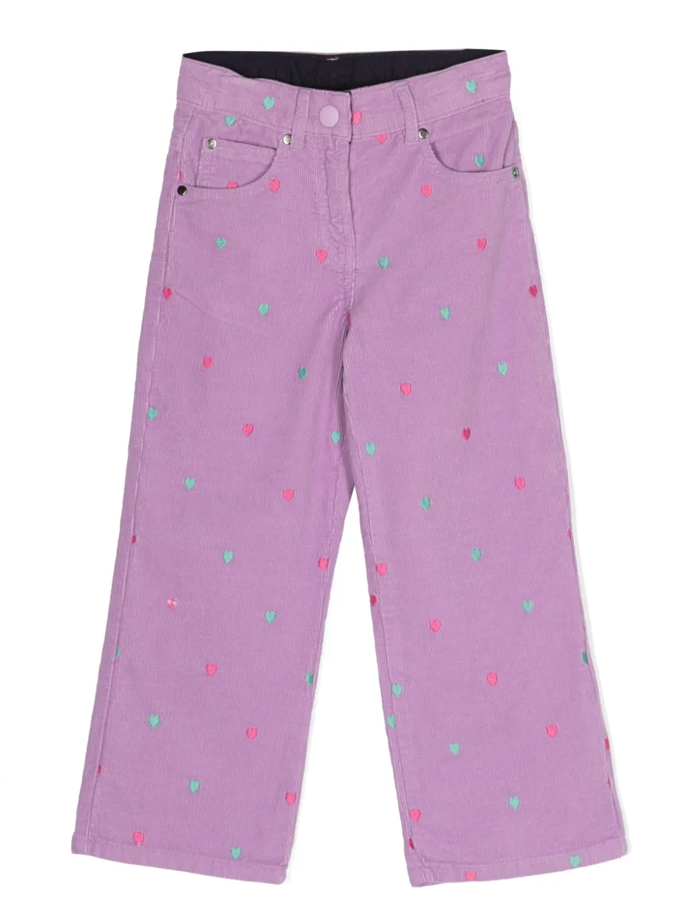 STELLA MCCARTNEY HEART-EMBROIDERED MOTIF CORDUROY TROUSERS