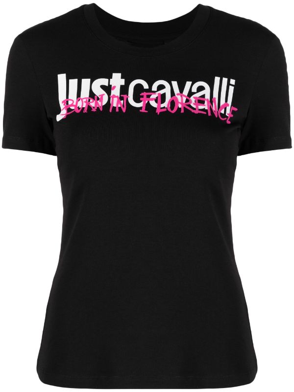 Just Cavalli logo-print stretch-cotton T-shirt - Farfetch