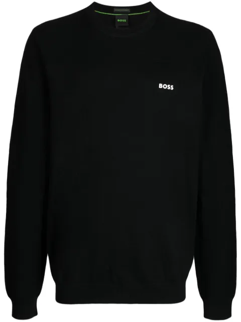 BOSS logo-print ribbed jumper
