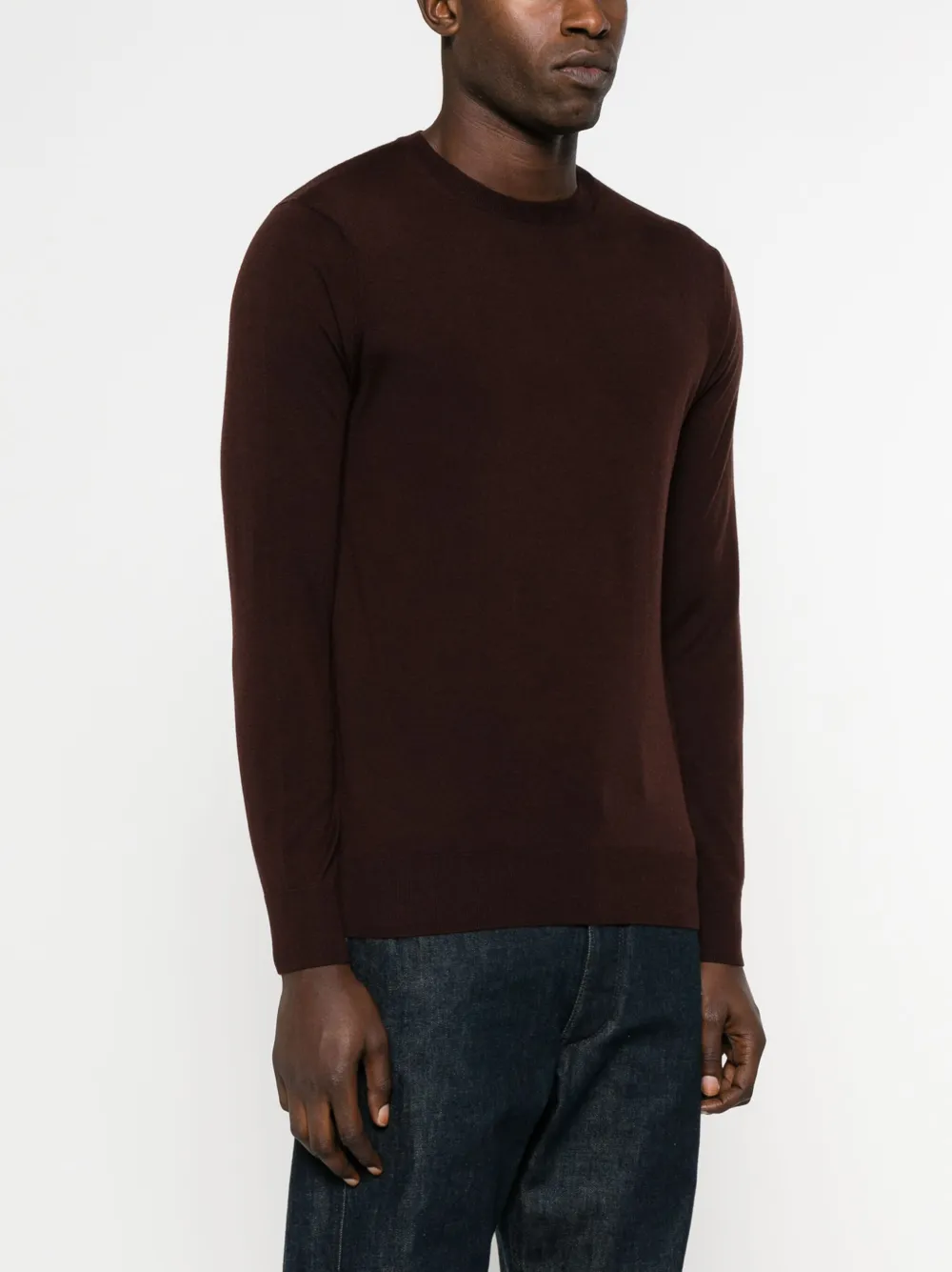 Ballantyne Crew-neck Wool Jumper In Brown