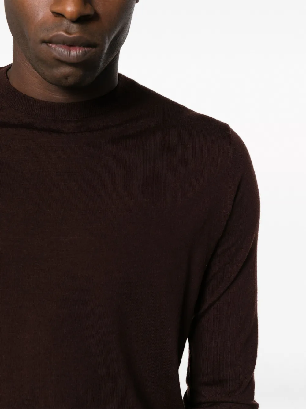 Ballantyne Crew-neck Wool Jumper In Brown