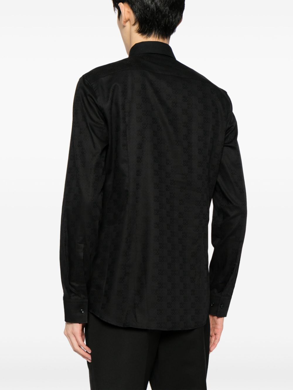 Shop Hugo Logo-print Cotton Shirt In Black