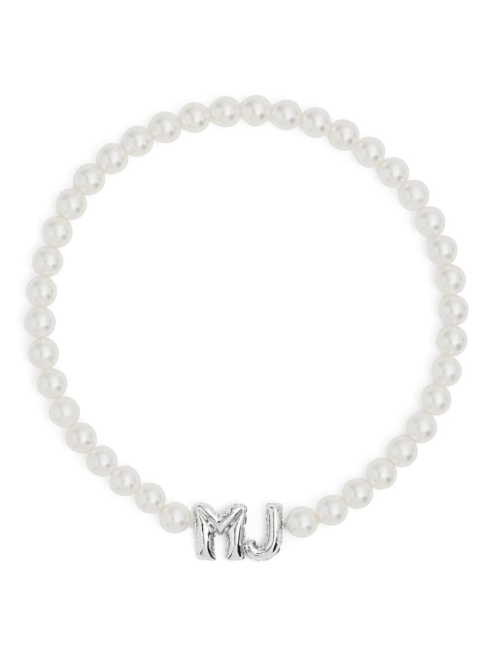 Marc Jacobs Mj Logo-lettering Pearl Necklace In White
