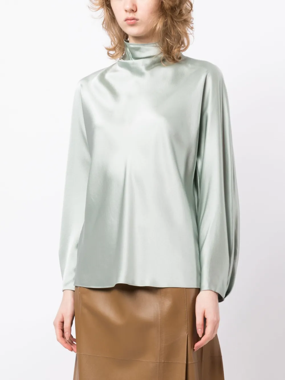 Vince silk satin hot sale turtleneck blouse