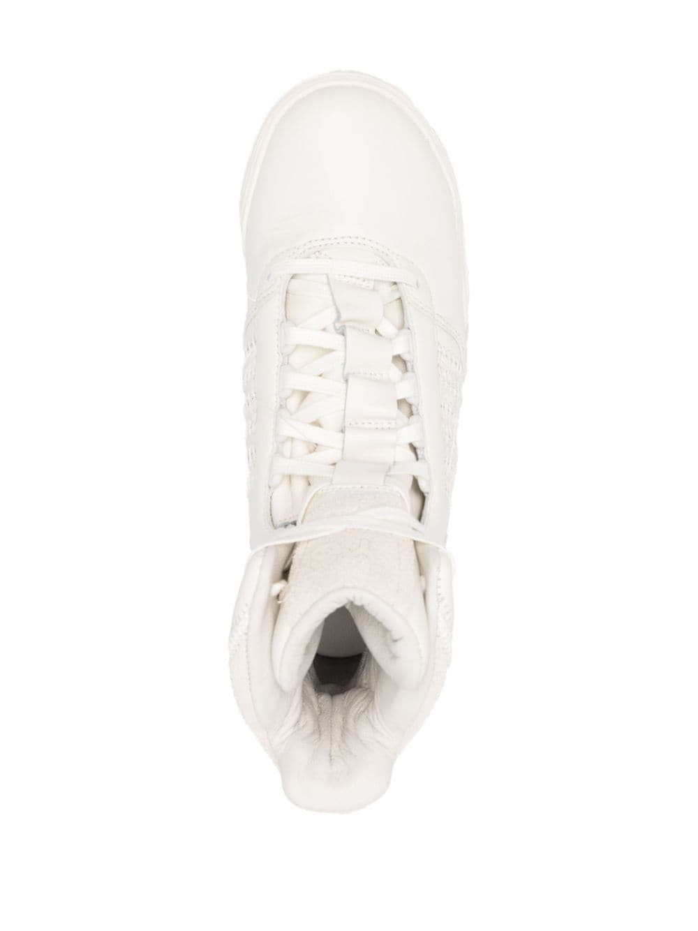 Shop Y-3 High-top Leather Sneakers In Neutrals