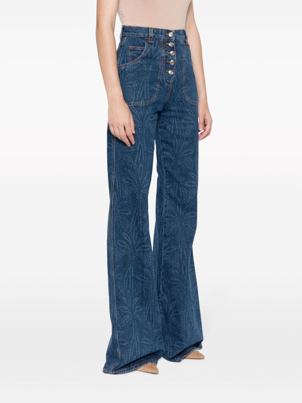 Shop Etro Buttoned Flared Jeans In Blau