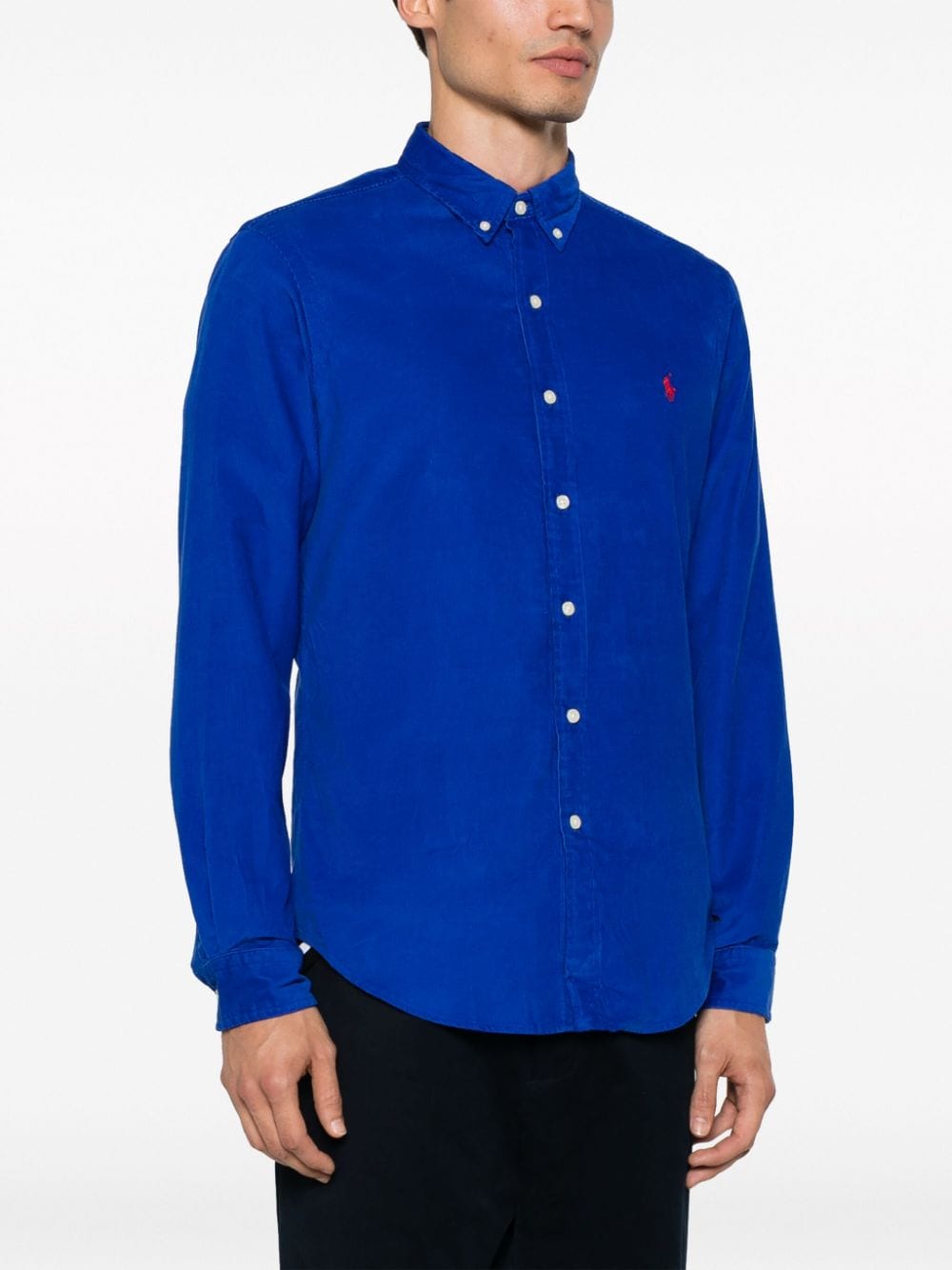 Shop Polo Ralph Lauren Polo Pony-embroidered Corduroy Cotton Shirt In Blue