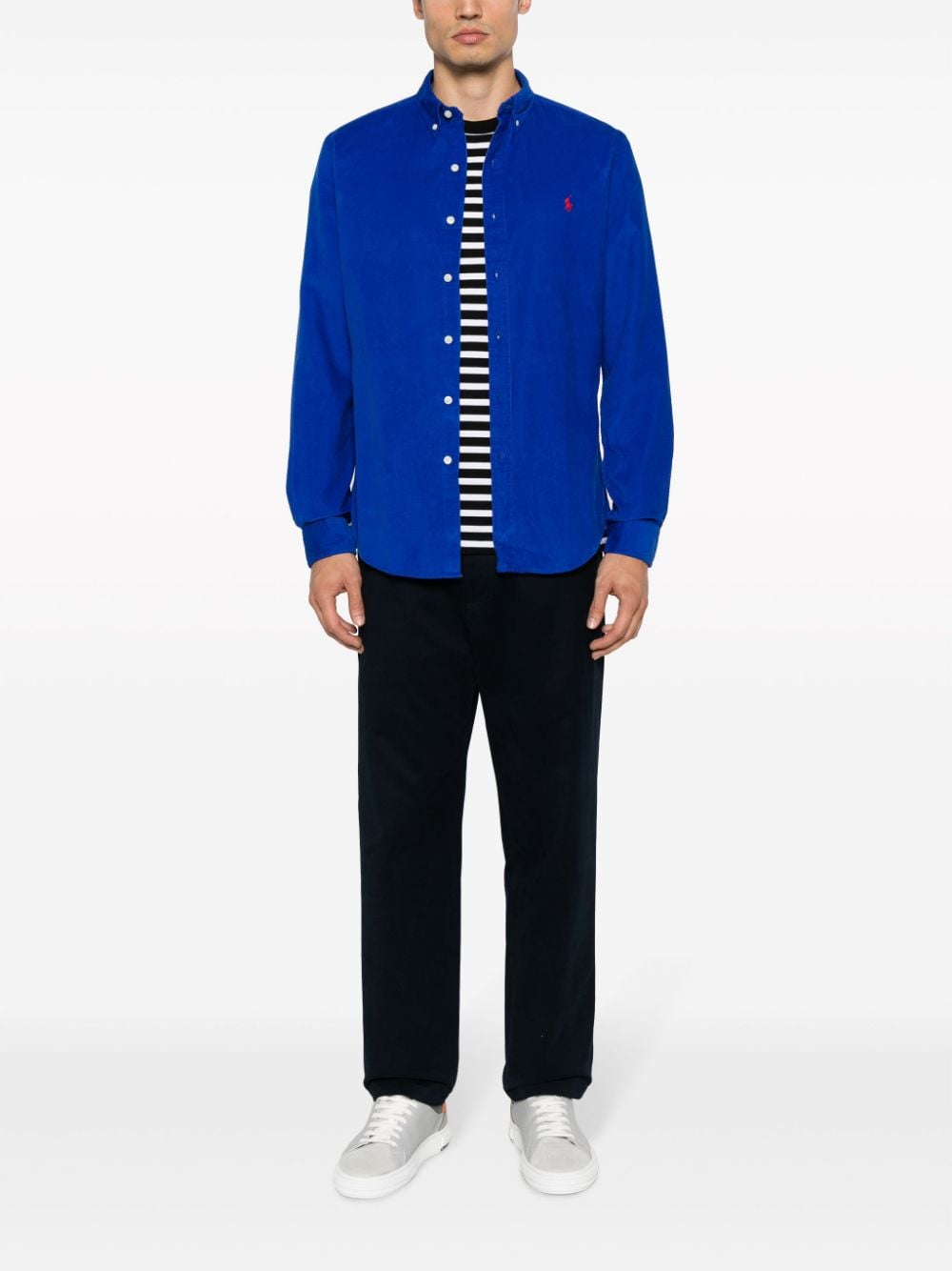 Shop Polo Ralph Lauren Polo Pony-embroidered Corduroy Cotton Shirt In Blue