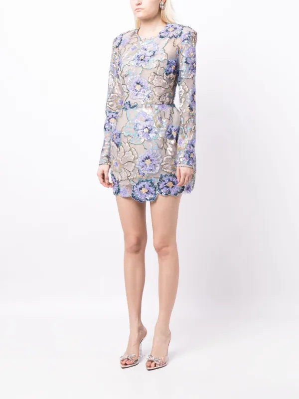 bronx and banco blue floral dress Leo Blue Poppy Gown