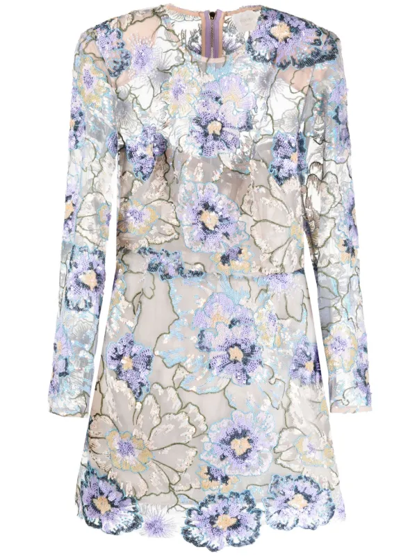 bronx and banco long sleeve dress Bronx And Bronco Floral-detail Long-sleeve Dress