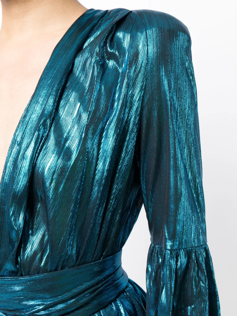 Bronx And Banco Ruffle-detailing V-neck Dress In Blue