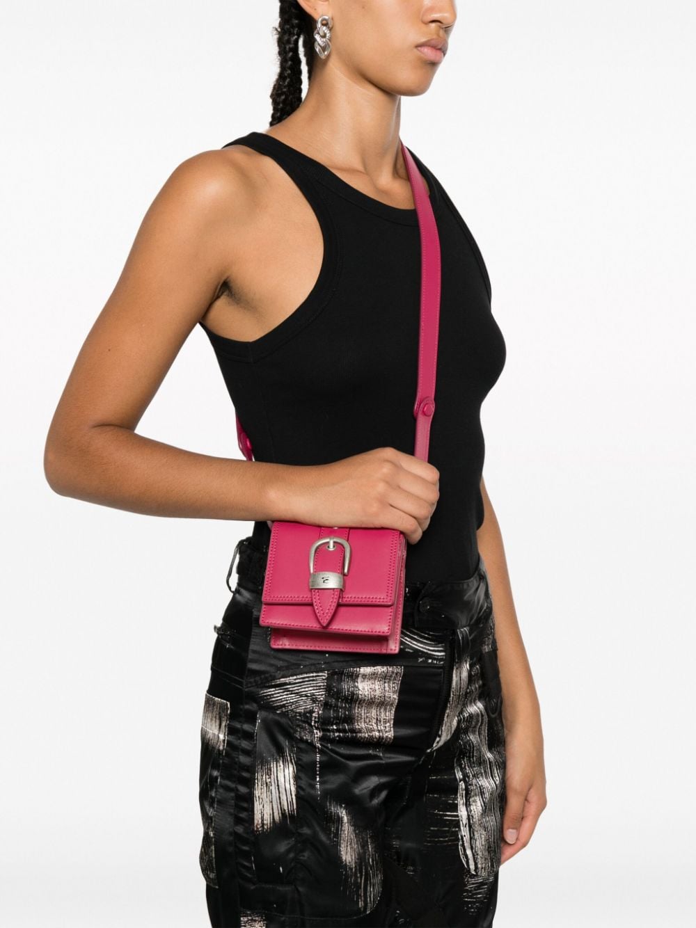 Shop Marge Sherwood Buckle-detail Leather Mini Bag In Pink