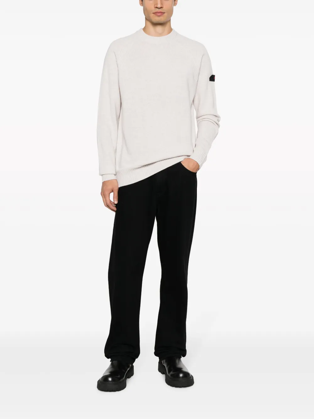 Peuterey logo-patch wool-blend jumper - Beige