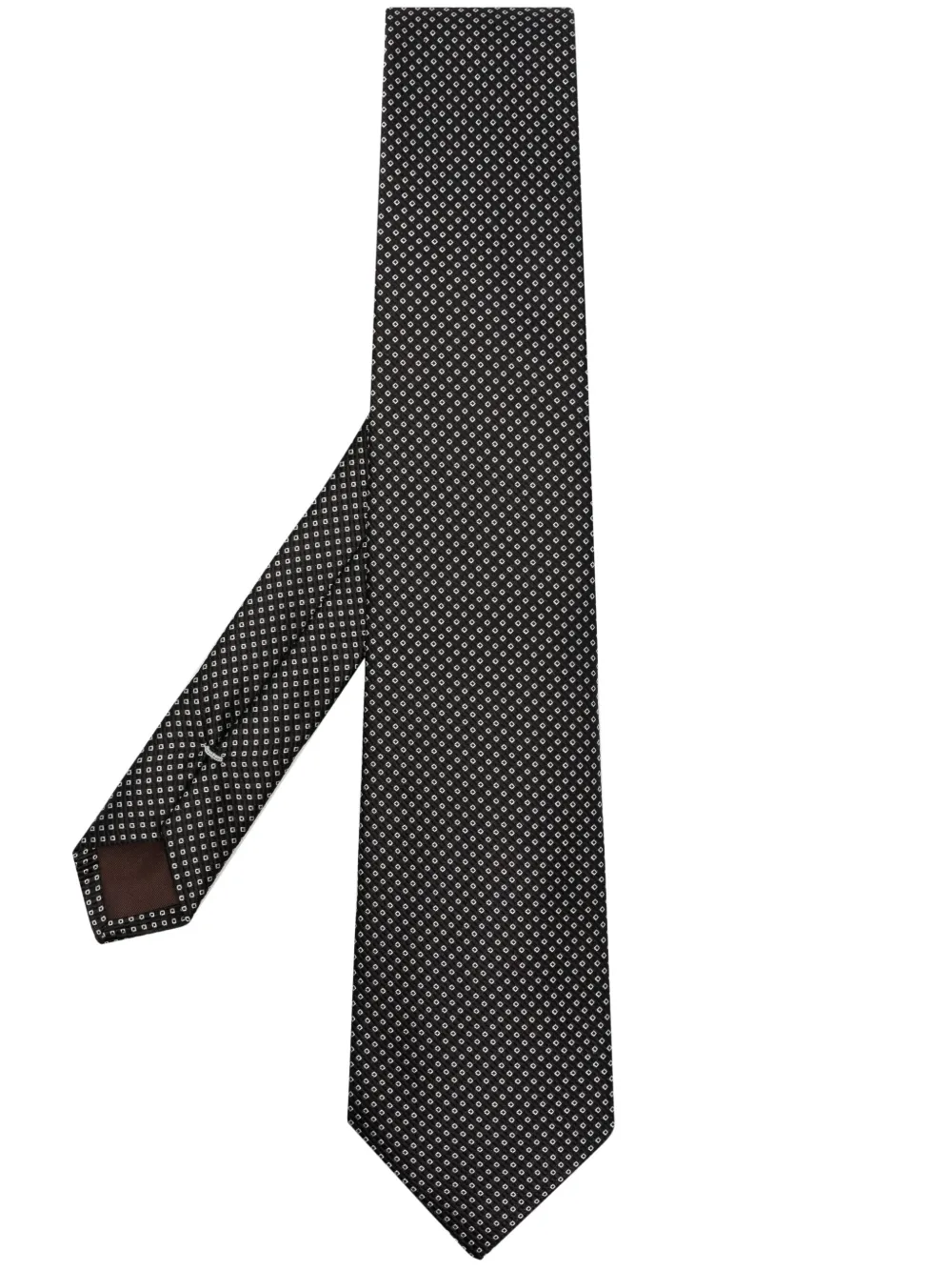 Canali Geometric-pattern Print Silk Tie In Black