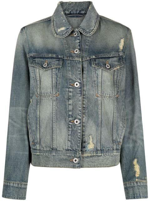 Kenzo Peter Pan-collar ripped denim jacket Women