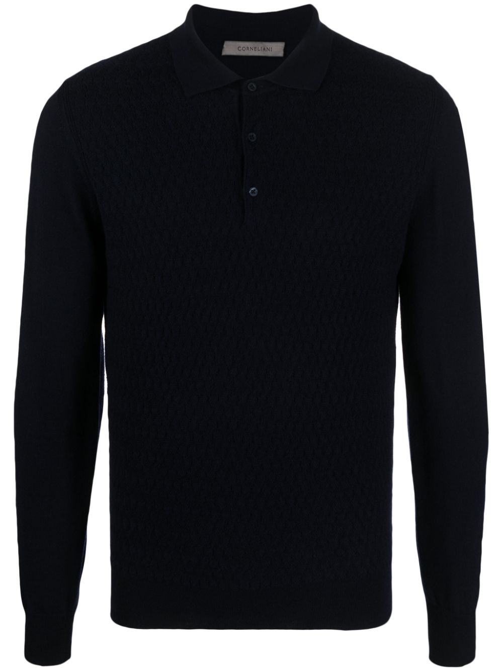 Corneliani Virgin Wool Polo Shirt In Blue