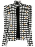 Balmain button-embellished checked jacket - Black