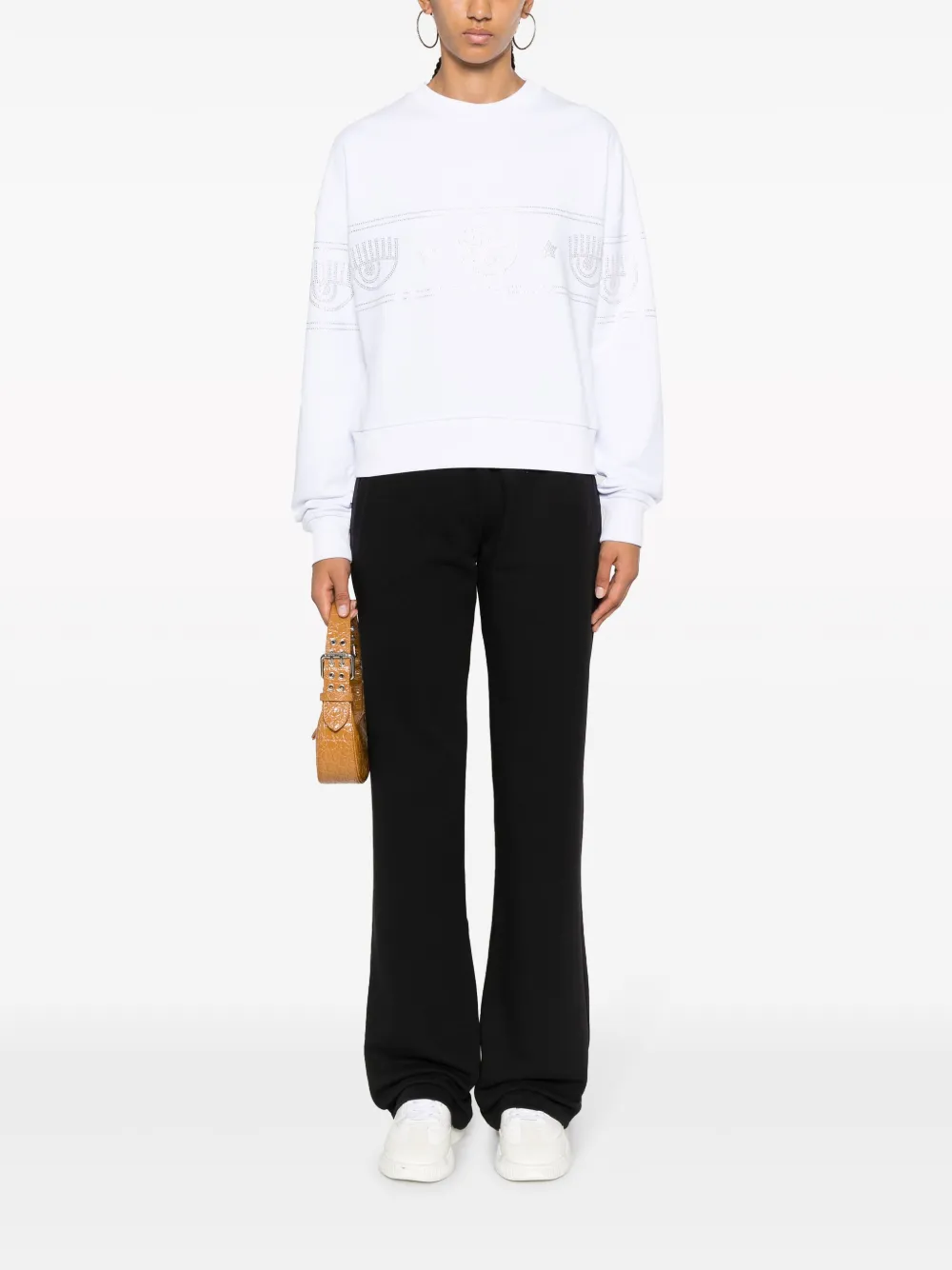 Chiara Ferragni Eyelike-motif cotton sweatshirt - Wit